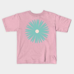 Flower 1, Minimalist Abstract Floral in Teal and Peach Kids T-Shirt